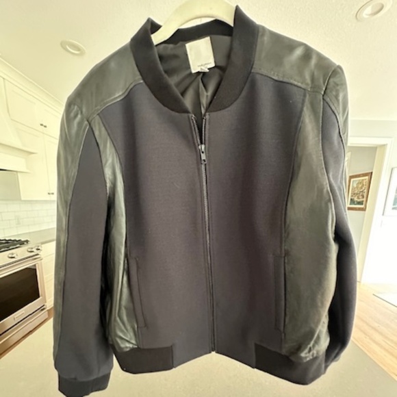 Halogen (Nordstrom) Leather/Fabric Black Lightweight Jacket -Barley worn - Picture 1 of 12